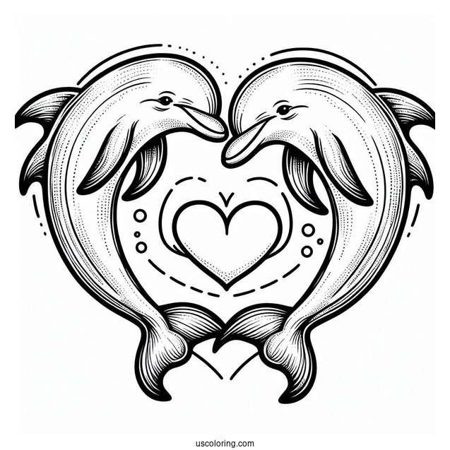 Two Dolphins Shaped In A Love Heart