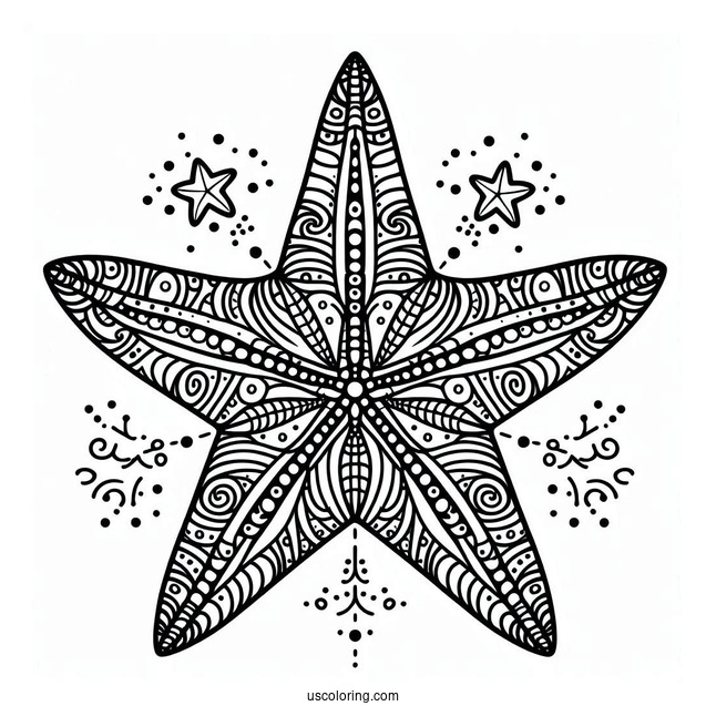 Simple Starfish Coloring Page Mandala For Kids