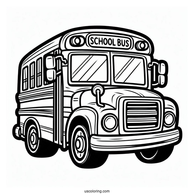 Small School Bus Coloring Page Outline For Preschoolers