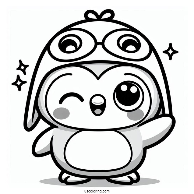 Pororo Coloring Page Of Poby Winking And Waving