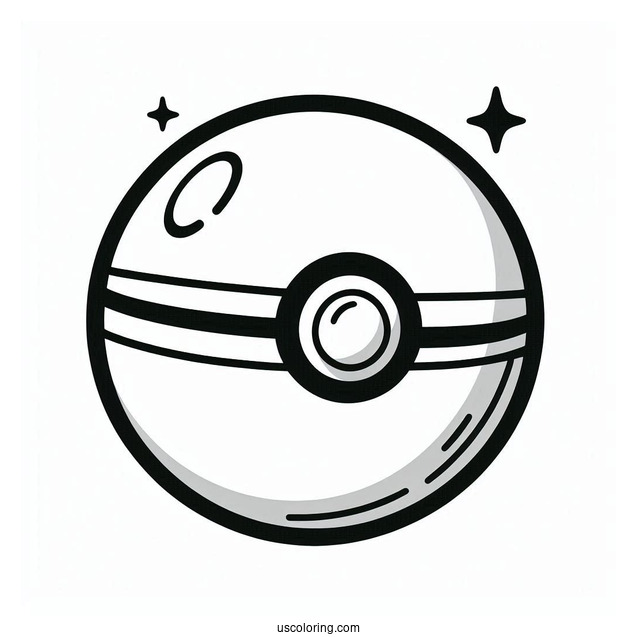 Easy Pokéball Coloring Page Outline For Preschoolers