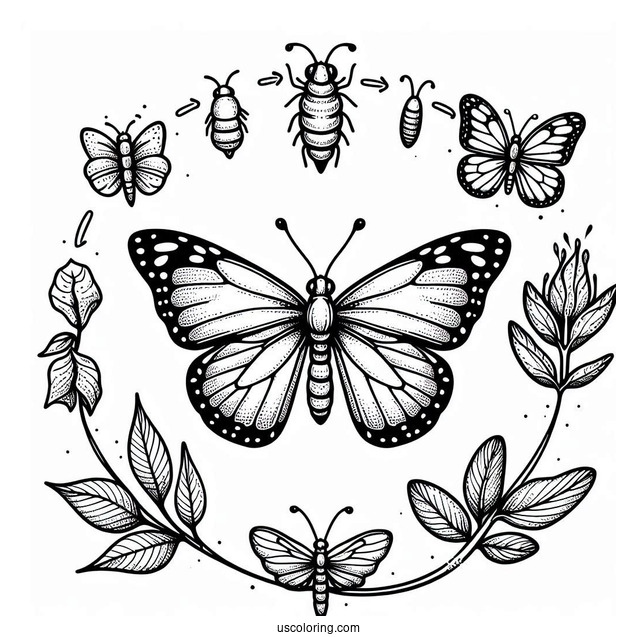 Butterfly Coloring Page Life Cycle
