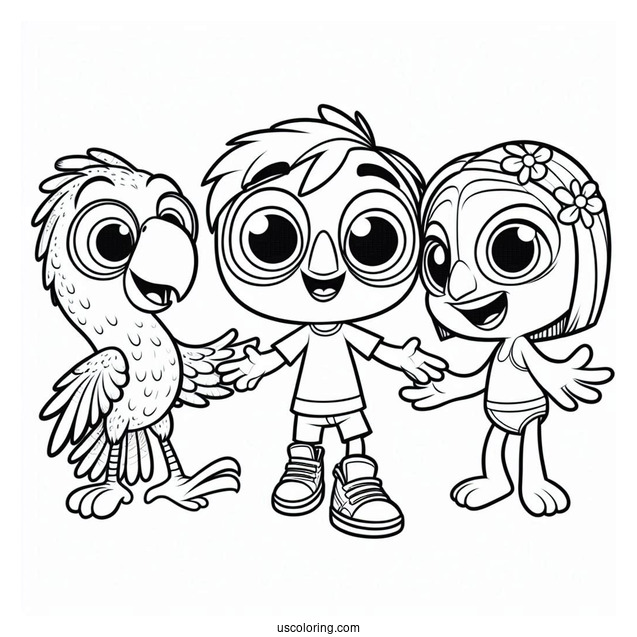 Blue, Jewel, Luiz, Rafael, Nigel, And Nic Coloring Sheet