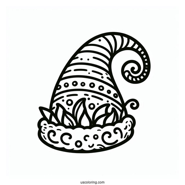 Coloring Page Of An Elf Hat