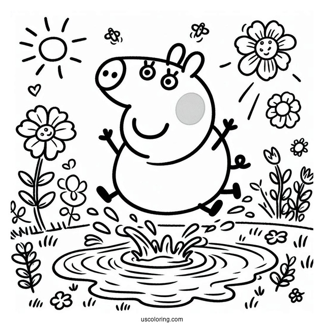 Peppa Pig Jumping In Puddle