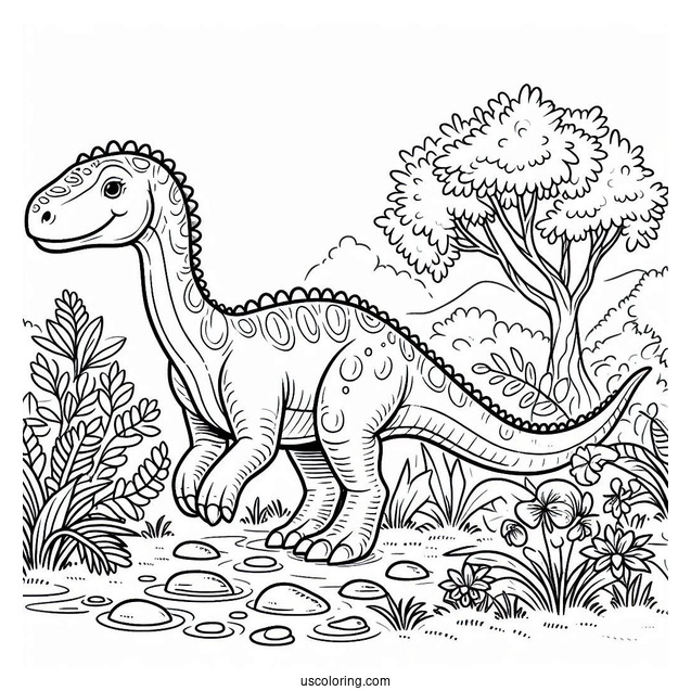 Gentle Amargasaurus Coloring Sheet For Kids