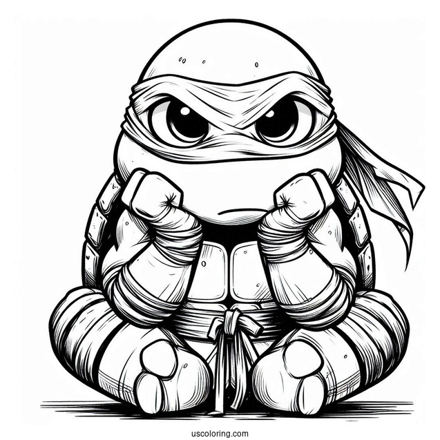 Ninja Turtles Coloring Page Of Young Raphael Pouting
