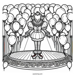 Pennywise On A Stage Surrounded By Balloons
