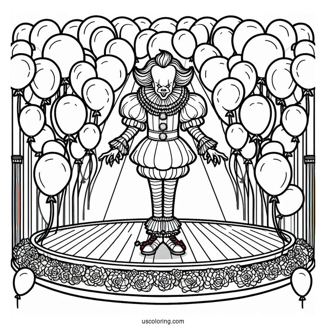 Pennywise On A Stage Surrounded By Balloons