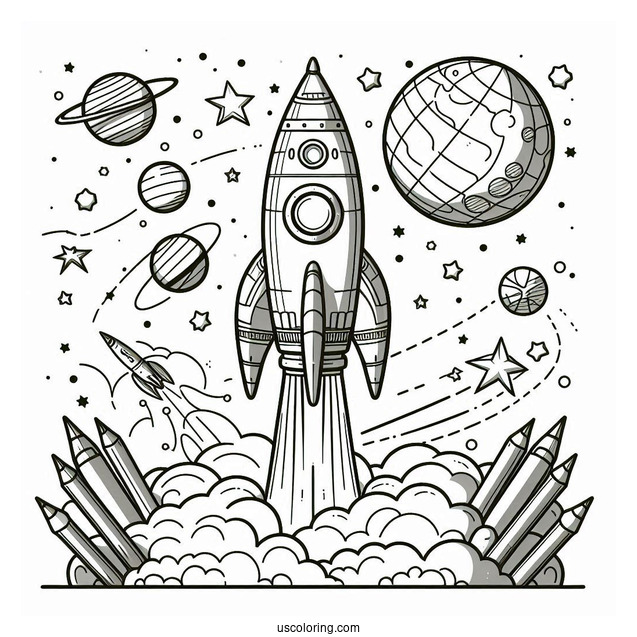 Discovery Rocket Launching To Color