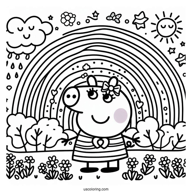 Peppa Pig Rainbow Coloring Sheet