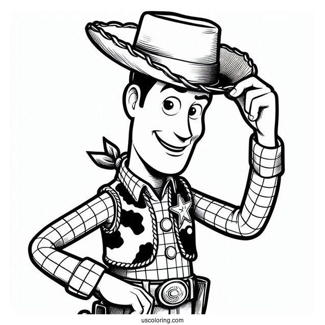 Cowboy Coloring Page Woody Tipping His Hat For Kids