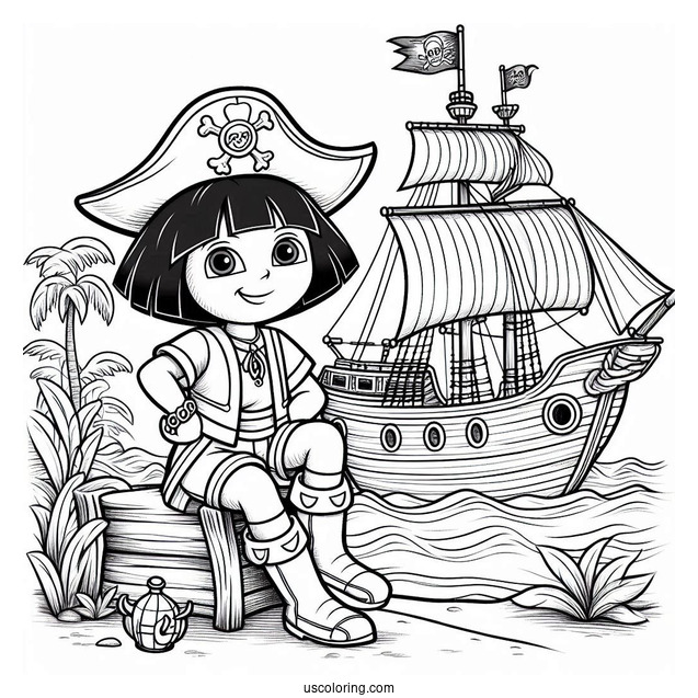 Pirate Dora With Boots On Ship To Color