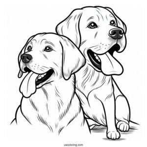 Coloring Sheet Of Labrador Retriever With Tongue Out