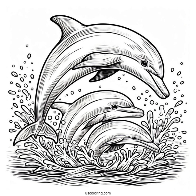 Spinner Dolphin Jumping Out Of Water To Color