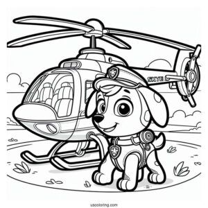 Skye In Helicopter From Paw Patrol To Color