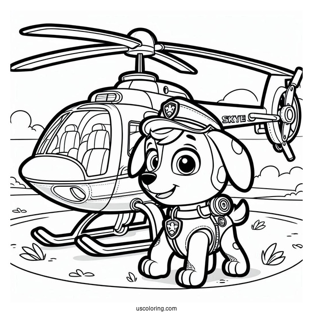 Skye In Helicopter From Paw Patrol To Color