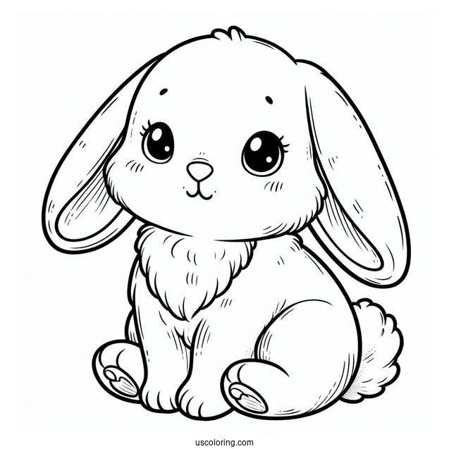 Cute Rabbit With Big Floppy Ears To Color