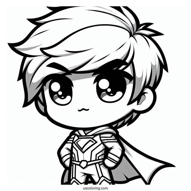 Chibi Superhero In Cool Outfit Coloring Sheet