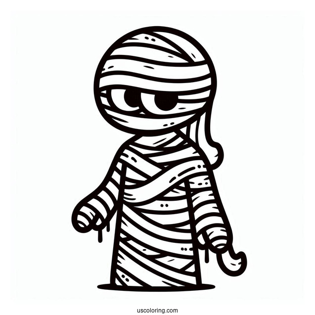 Detailed Cartoon Mummy Coloring Page