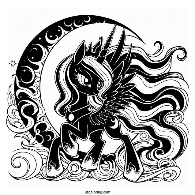 Princess Luna Coloring Page With Nightmare Moon Alter Ego For Kids