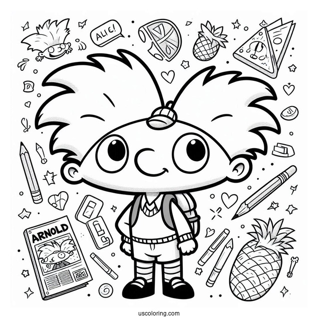 Nickelodeon Coloring Page Of Cute Arnold Outline For Kids