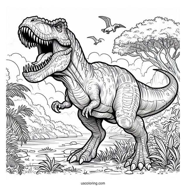 Angry Carnotaurus Roaring Coloring Page