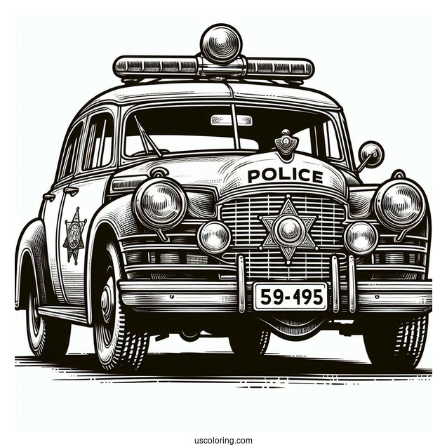Old School Police Sheriffs Car To Color