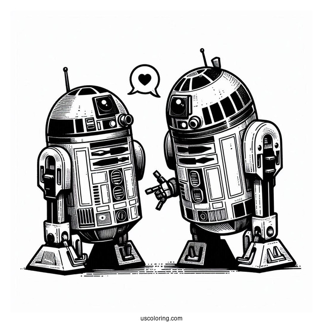 K2SO And R4 P17 Meeting R2 D2 Coloring Page