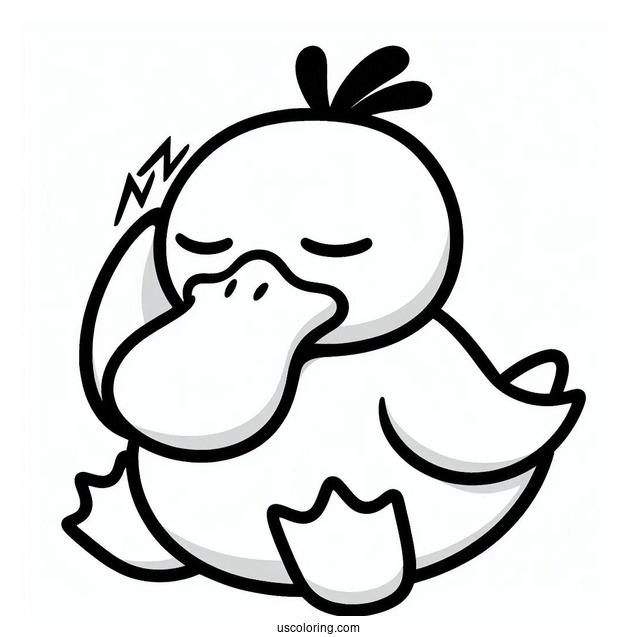 Simple Psyduck Coloring Page With A Headache