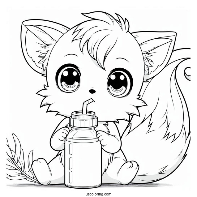 Baby Tails Coloring Page Drinking Milk