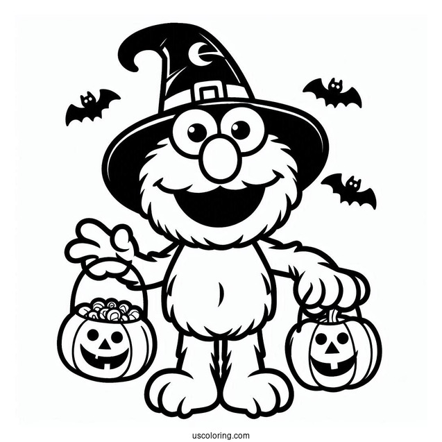 Coloring Page Of Halloween Themed Elmo