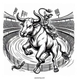 Coloring Sheet Of Rodeo In Stadium