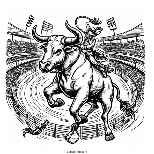 Coloring Sheet Of Rodeo In Stadium