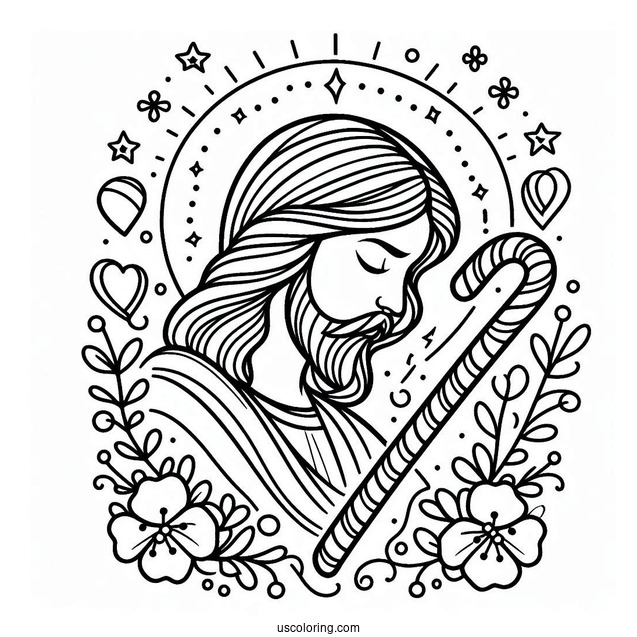 Jesus Candy Cane Coloring Page For Kids