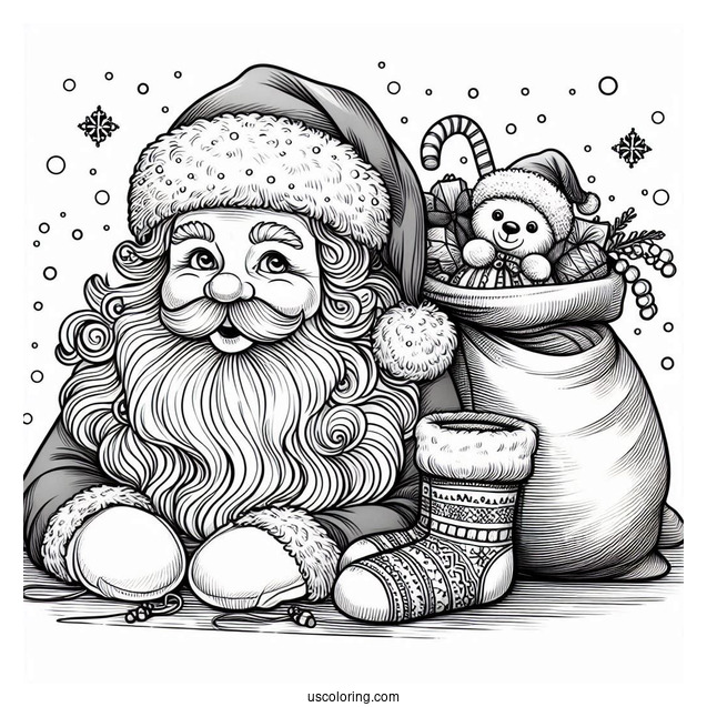 Realistic Looking Santa Coloring Page