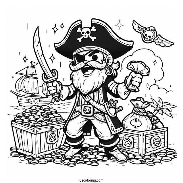 Coloring Page Of Pirates Gold