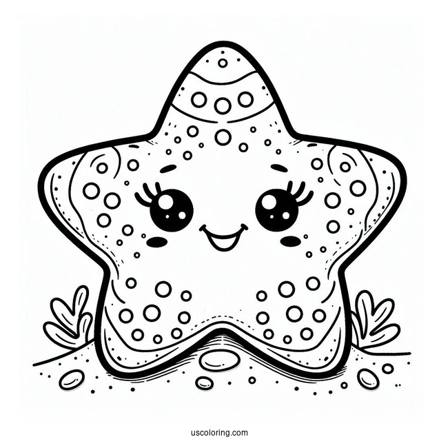 Smiling Cartoon Starfish Coloring Page
