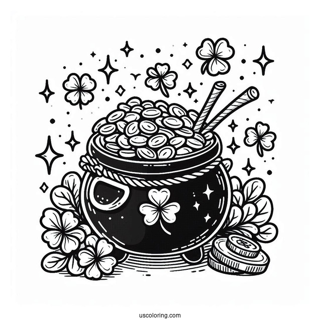 Coloring Sheet Of St Patrick_s Pot Of Gold
