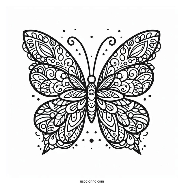 Butterfly With Floral Wings Coloring Page