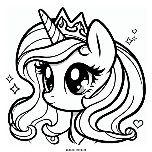 Simple Kawaii Princess Celestia Outline