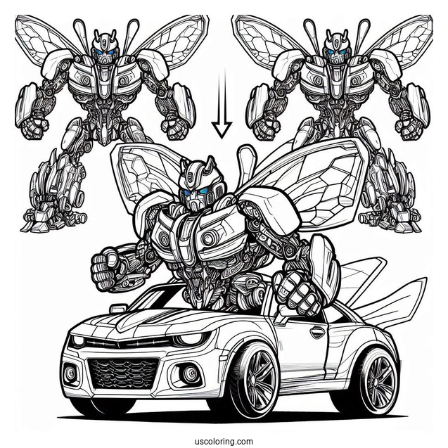 Intricate Autobot Bumblebee Coloring Page Transformation