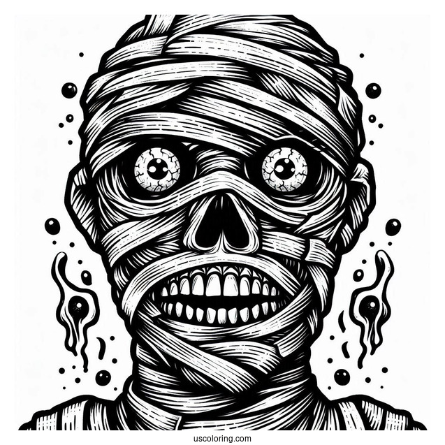 Terrifying Mummy Coloring Page With No Bandages On The Face