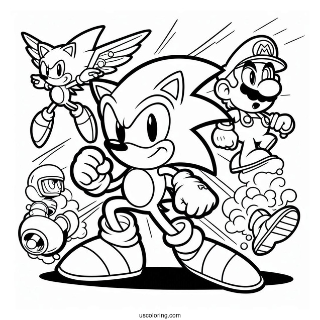 Super Sonic And Mario To Color