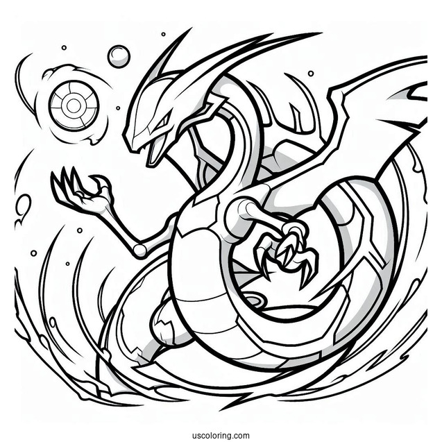 Ultimate Rayquaza Coloring Page Outline