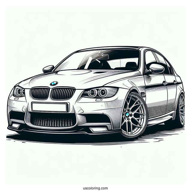 Detailed E92 BMW Coloring Page