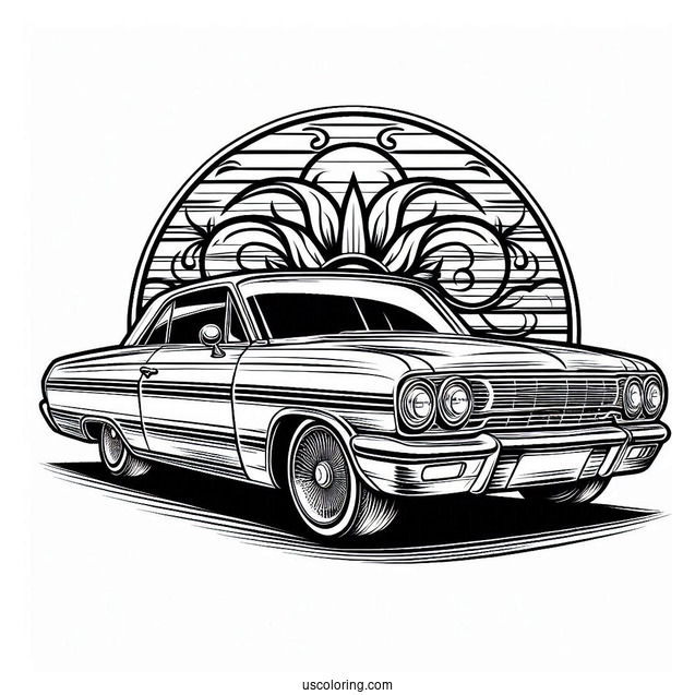 Impala Lowrider Coloring Page With Custom Design