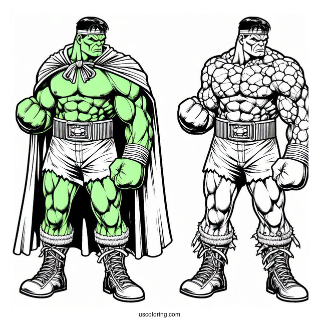 The Hulk Coloring Page Fighting The Thing Ben Grimm