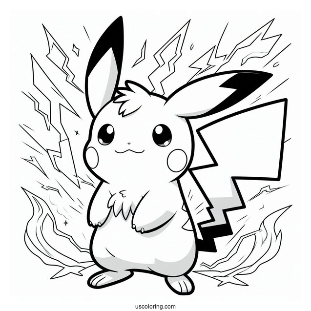 Thunderbolt Raichu Coloring Page Pokemon Card