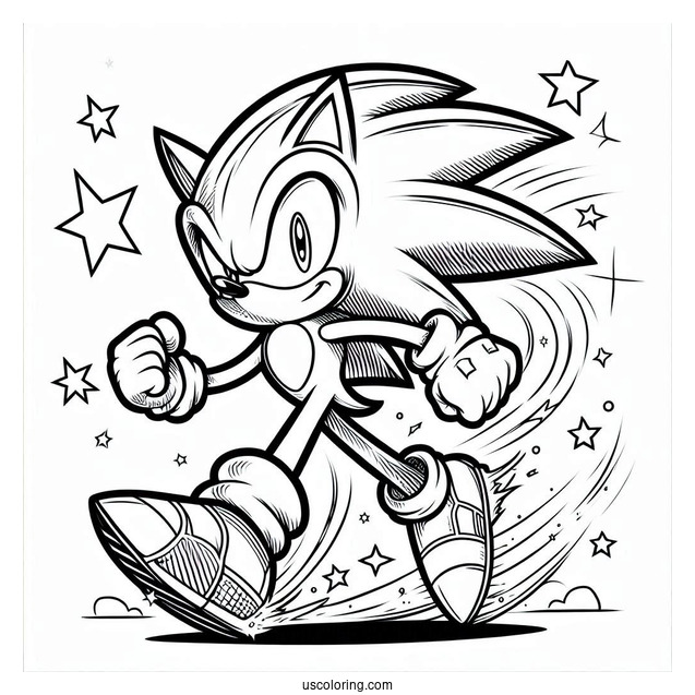 Super Sonic Coloring Page With Textured Skin